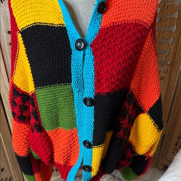 Vibrant Patchwork Women's Cardigan - Picture 2 of 7